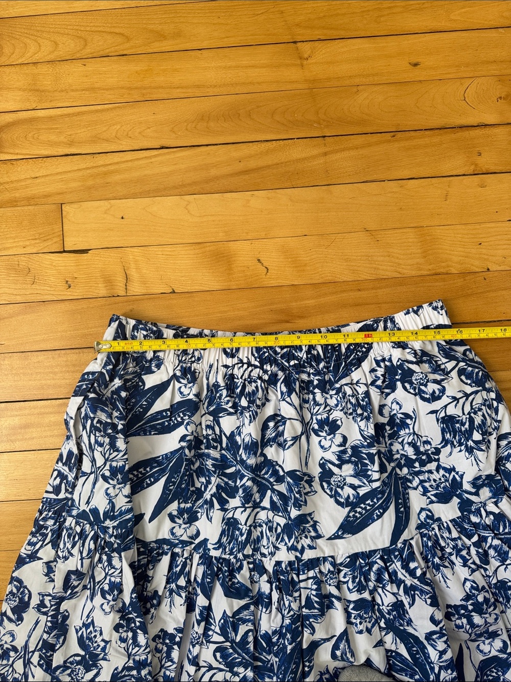 Blue & White Floral Tiered Poplin Skirt - Picture 5 of 9